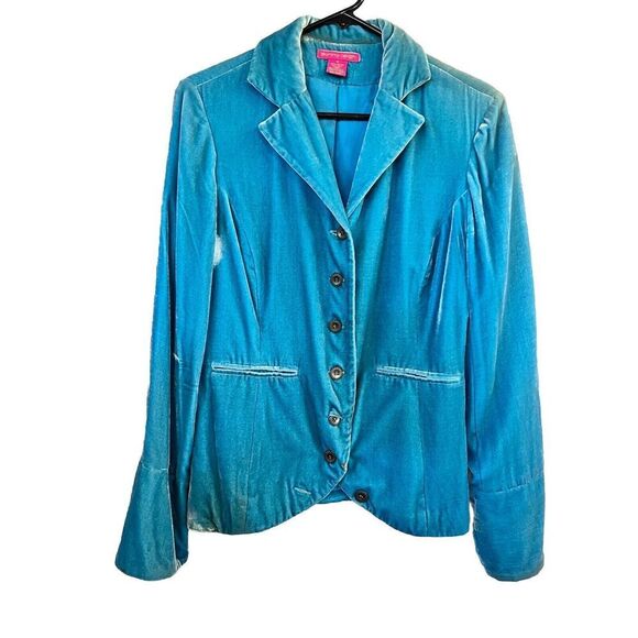 SUNNY LEIGH SUPER SOFT TEAL‎ VELVET JACKET SIZE 6 Vintage - Picture 1 of 9